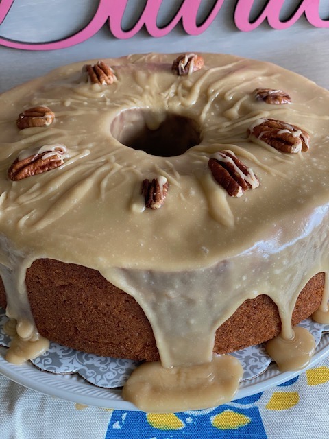APPLE BUTTER POUND CAKE WITH CARAMEL ICING